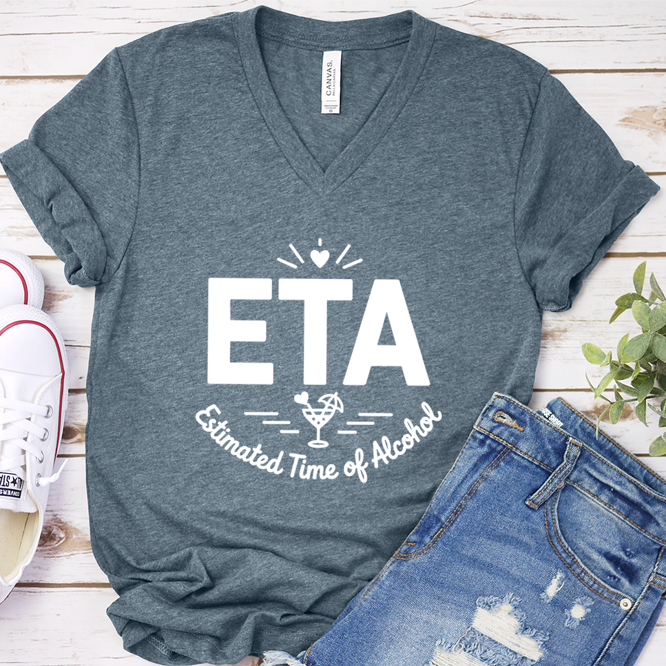 ETA Estimated Time of Arrival: Wine O'Clock V-Neck