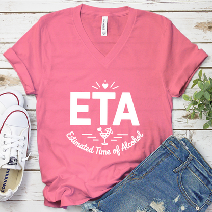 ETA Estimated Time of Arrival: Wine O'Clock V-Neck