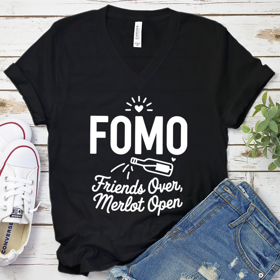 FOMO Friends Over, Merlot Open V-Neck
