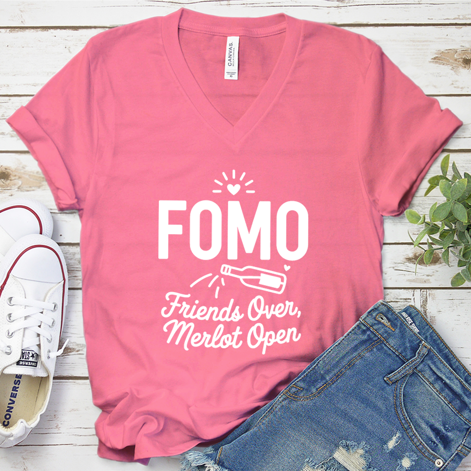 FOMO Friends Over, Merlot Open V-Neck