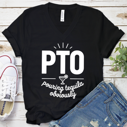 PTO Pouring Tequila Obviously V-Neck