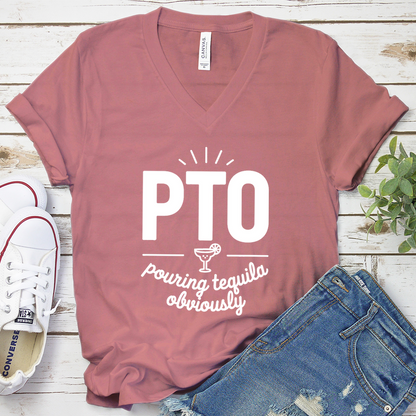 PTO Pouring Tequila Obviously V-Neck