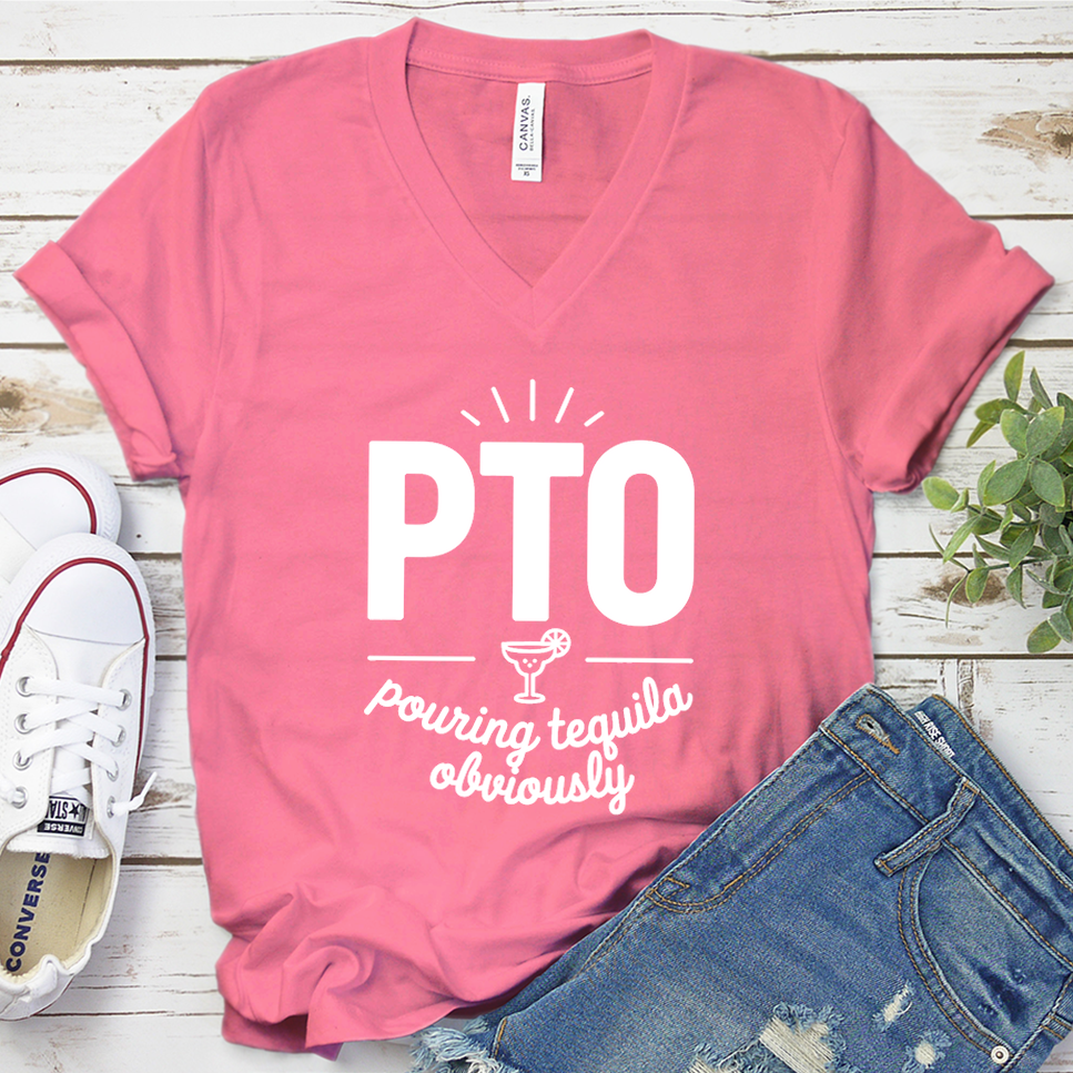 PTO Pouring Tequila Obviously V-Neck
