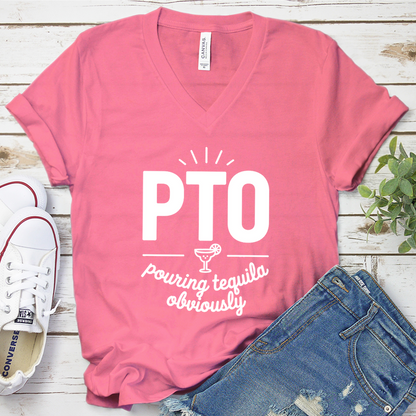 PTO Pouring Tequila Obviously V-Neck