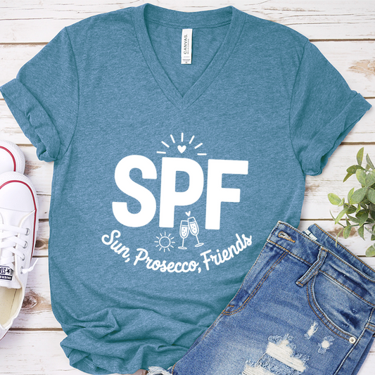 SPF Sun, Prosecco, Friends V-Neck