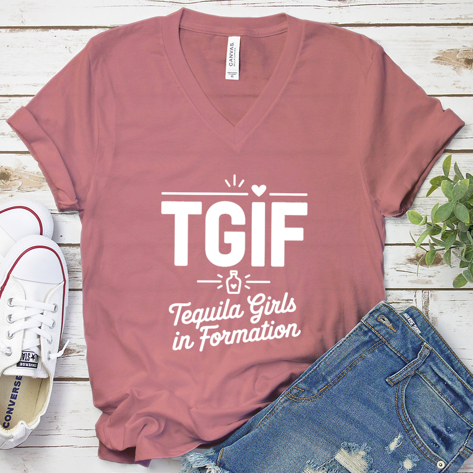 TGIF Tequila Girls In Formation V-Neck