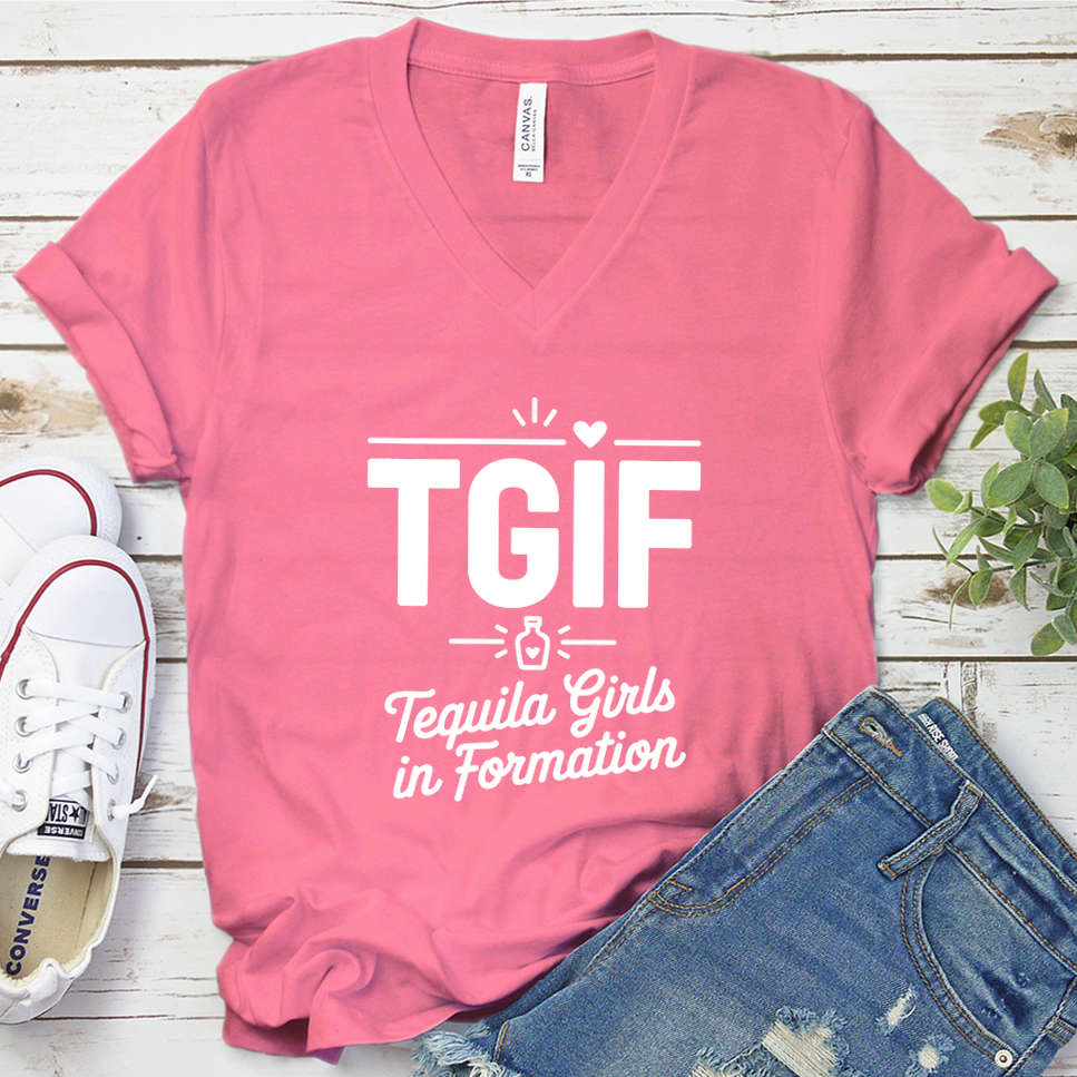 TGIF Tequila Girls In Formation V-Neck